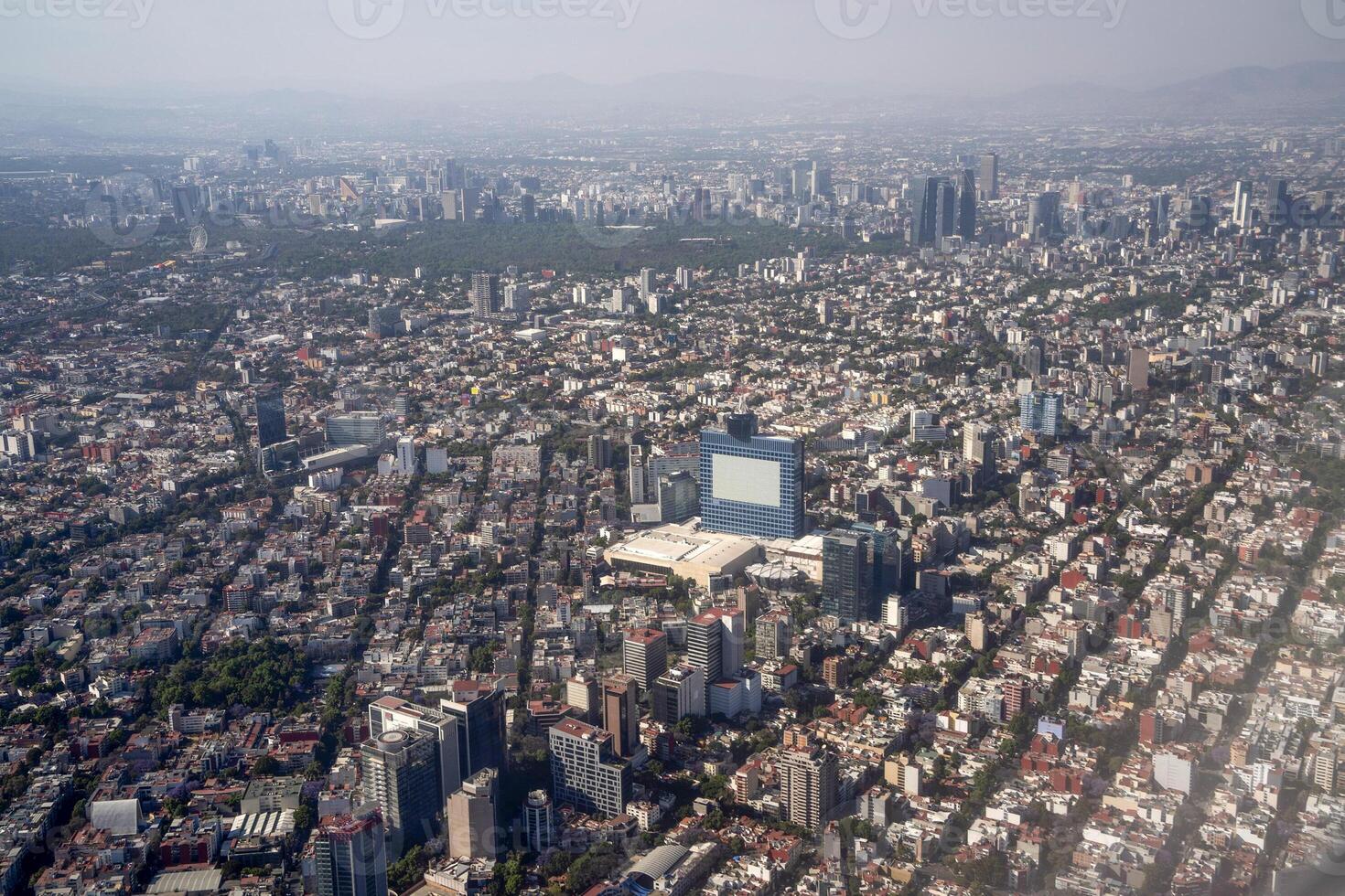 Vista aérea de la ciudad de México paisaje desde avión foto