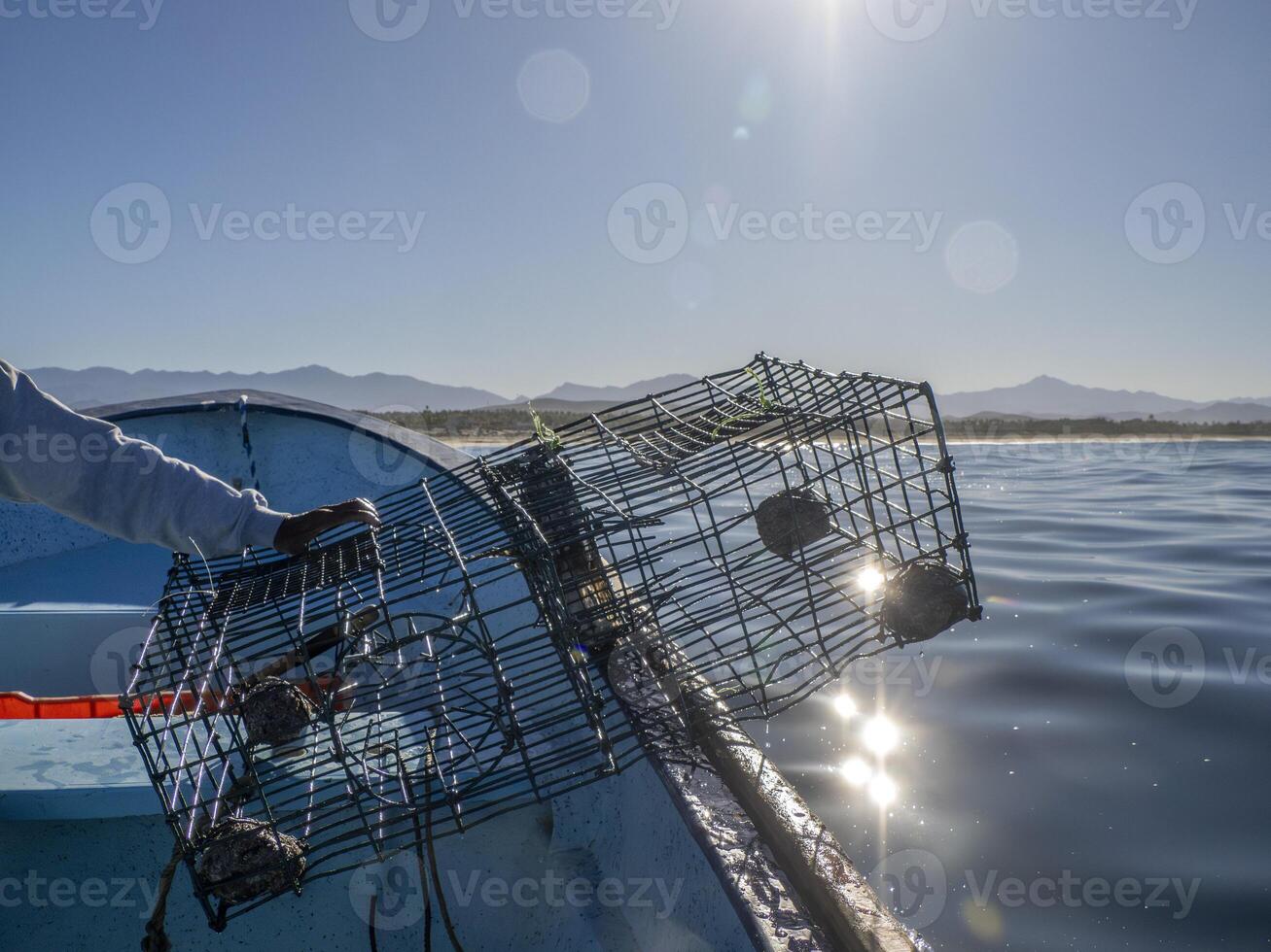 fishing with lobster pot in mexico photo