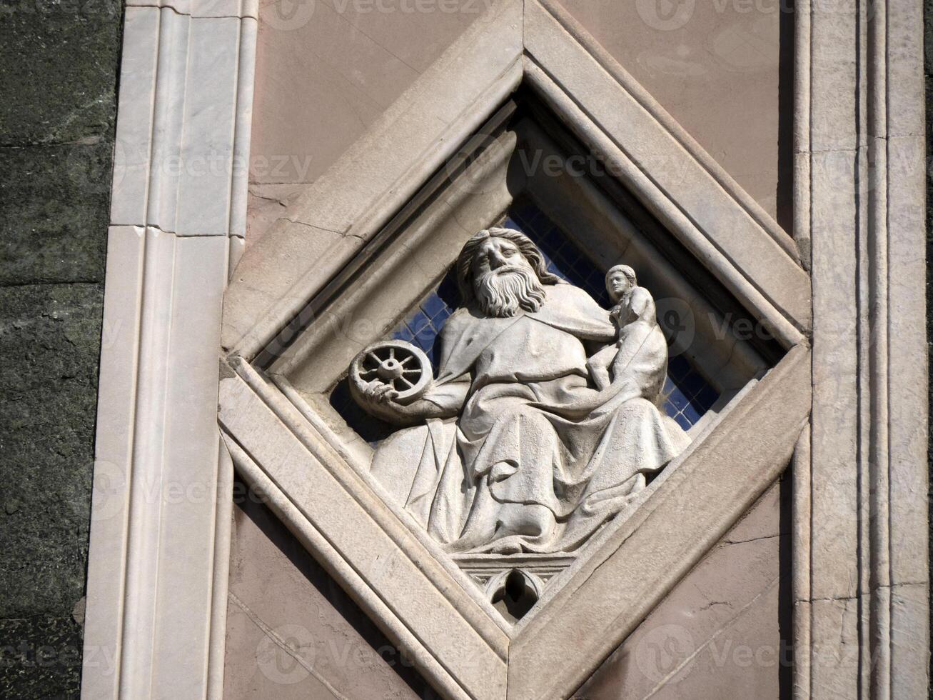 florence giotto tower detail near Cathedral Santa Maria dei Fiori, Brunelleschi Dome Italy photo