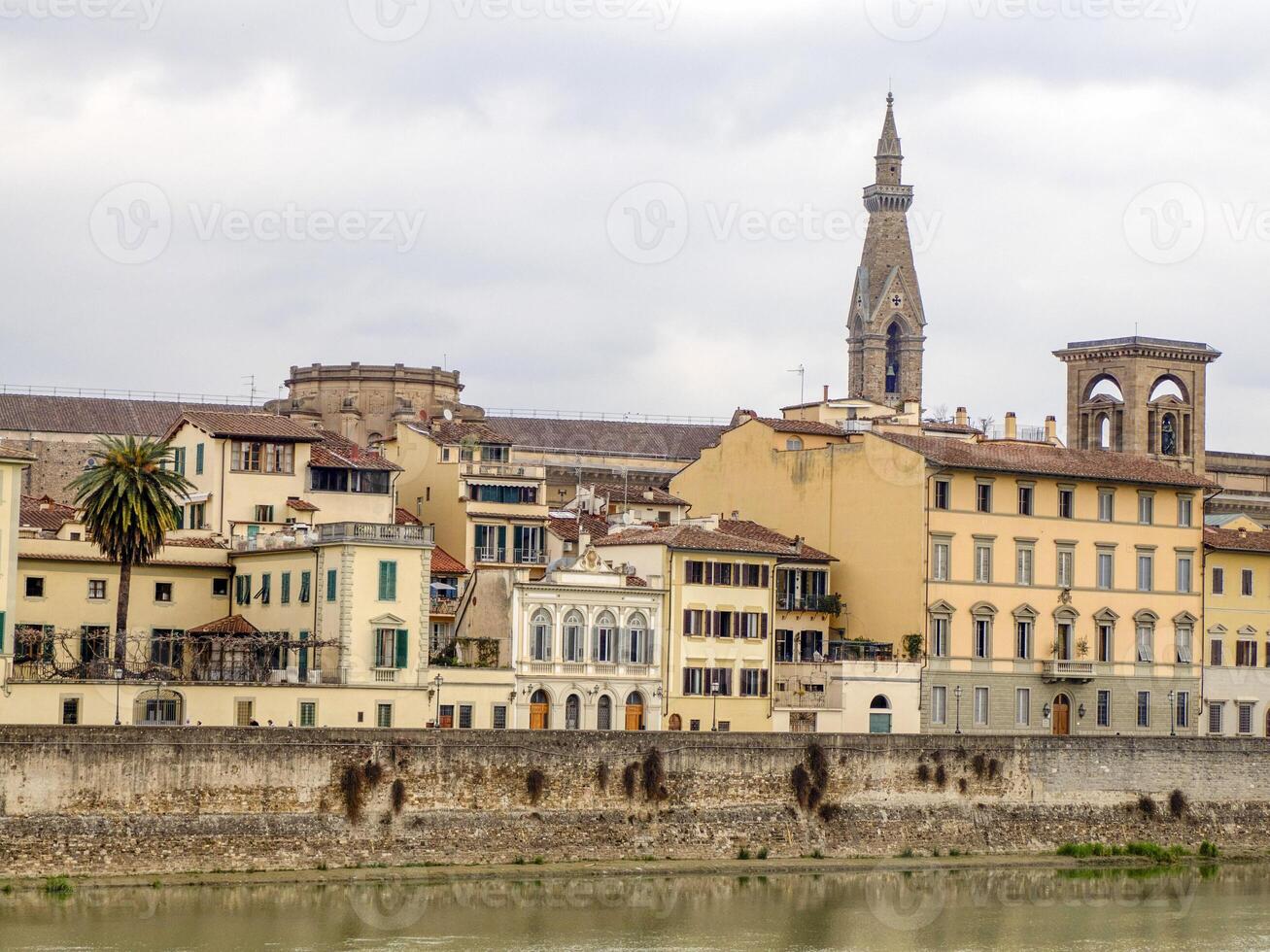 Quai of arno river old buildings florence italy photo