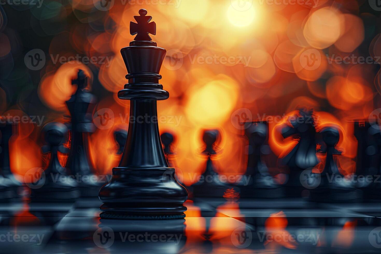 AI generated chess game abstract idea A king bravely leading the charge, inspiring resilience and leadership in the face of adversity photo