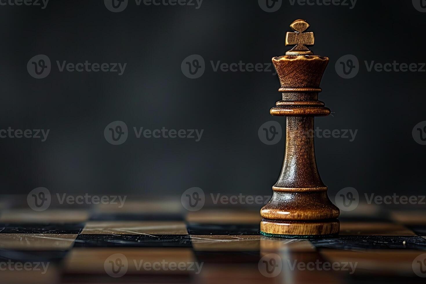 AI generated lone king standing strong against the odds, symbolizing resilience and determination in the game of chess. photo