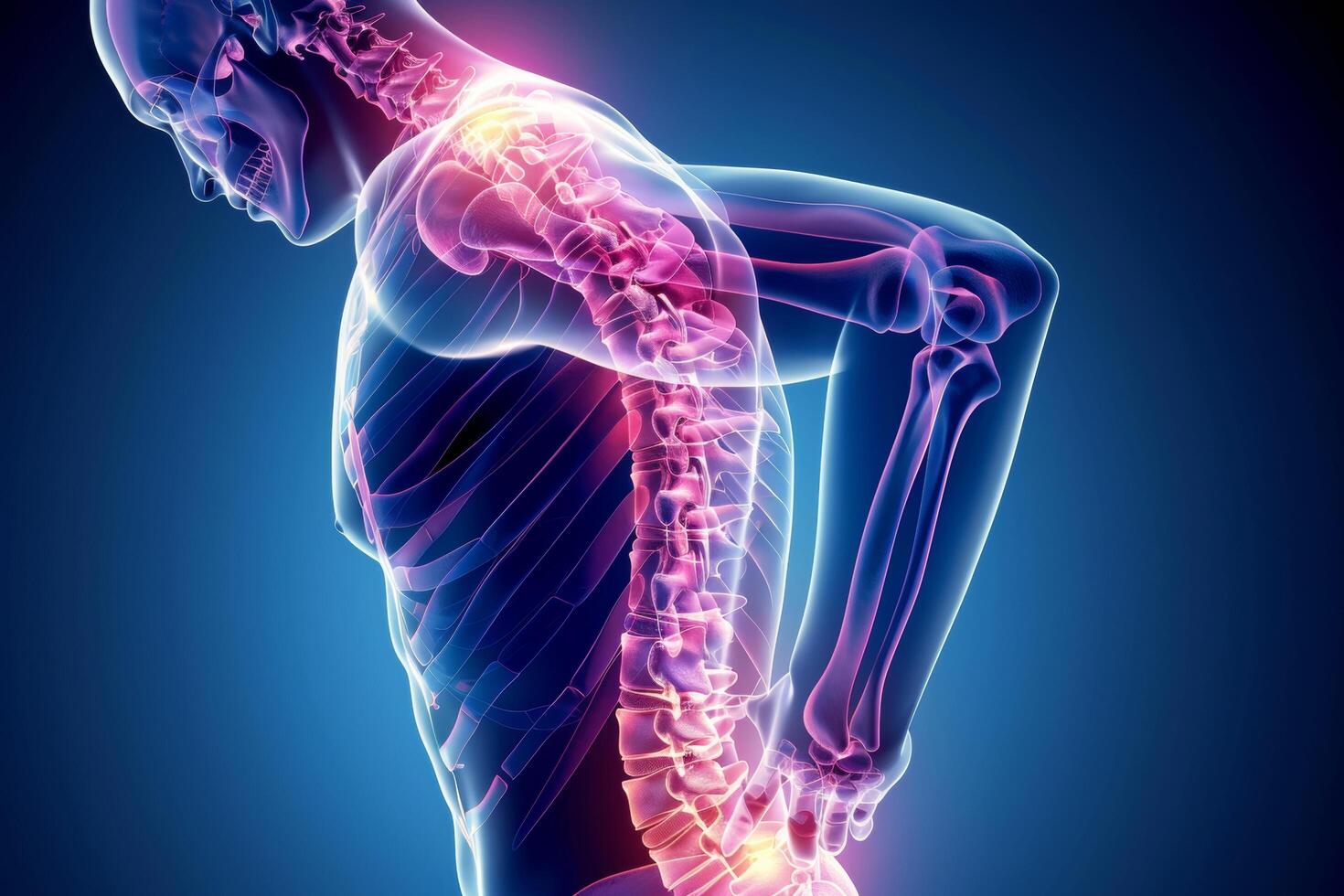 AI generated A man is clutching his lower back in pain due to a backache photo