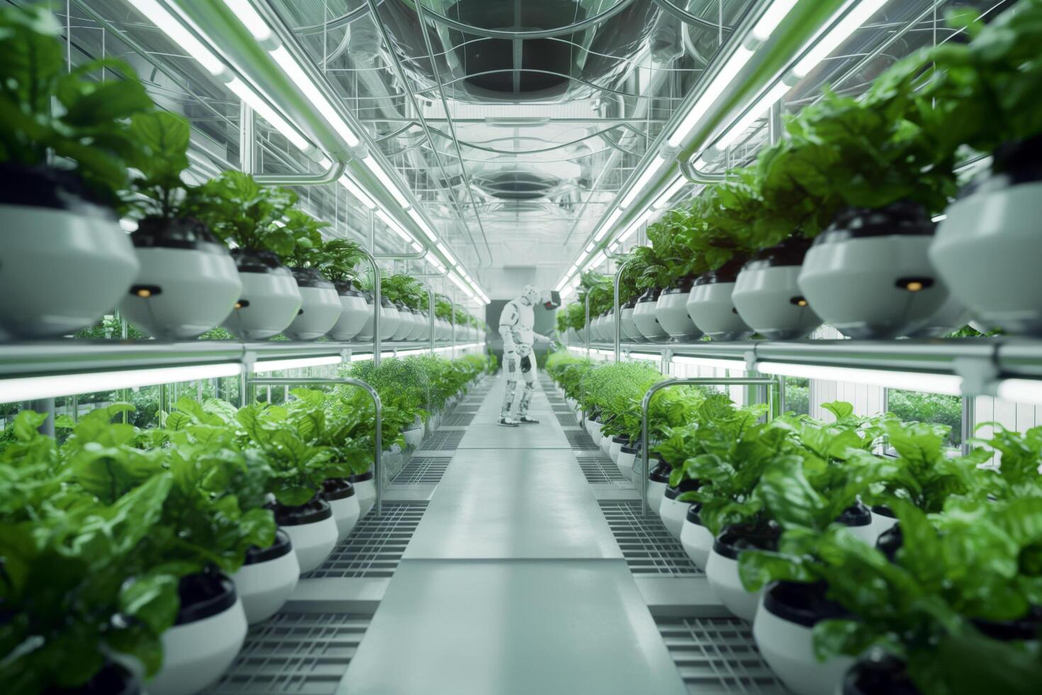 AI generated Assorted plants thriving in a greenhouse environment photo