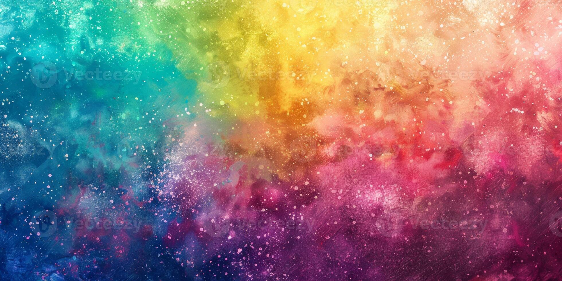 AI generated A vibrant background with a rainbow of colors and a galaxy in the sky photo