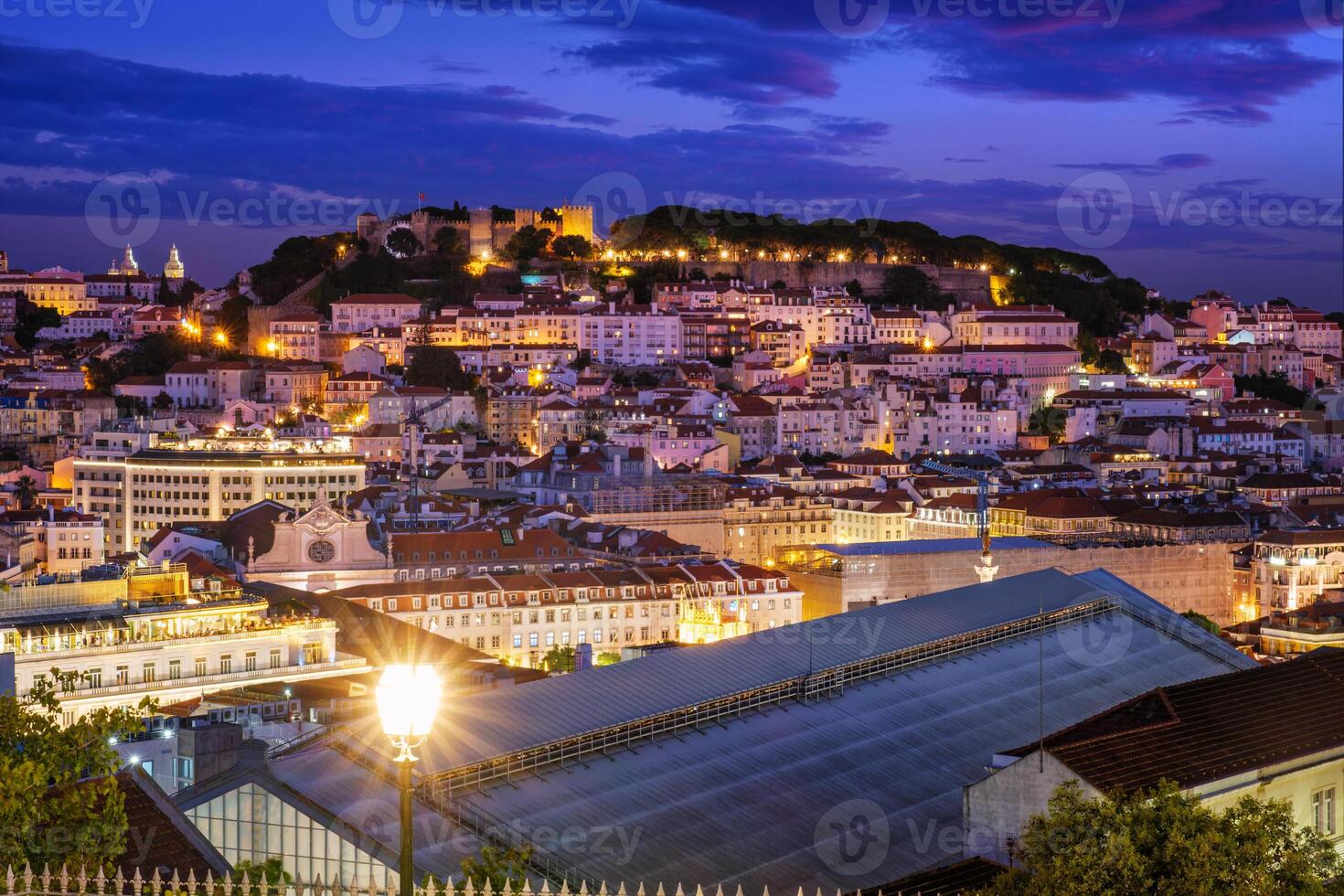 View of Lisbon from Miradouro de Sao Pedro de Alcantara viewpoint. Lisbon, Portugal photo