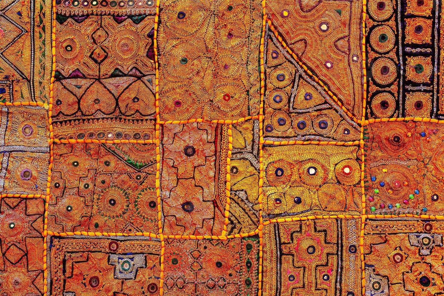Colorful indian fabric textile. India photo