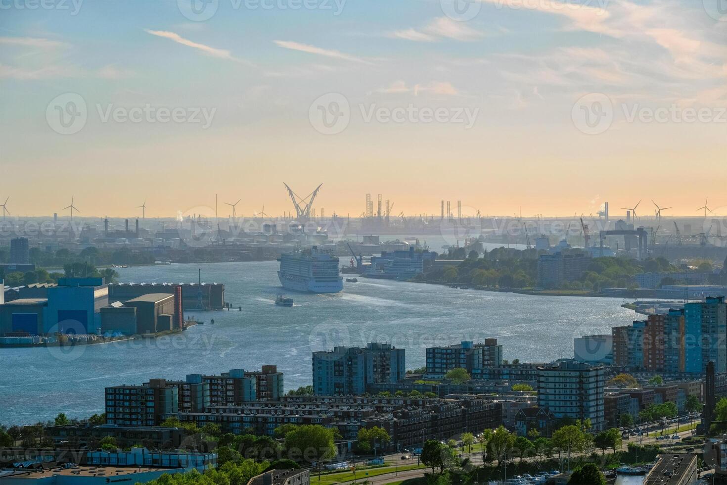 View of Rotterdam city and Nieuwe Maas river photo