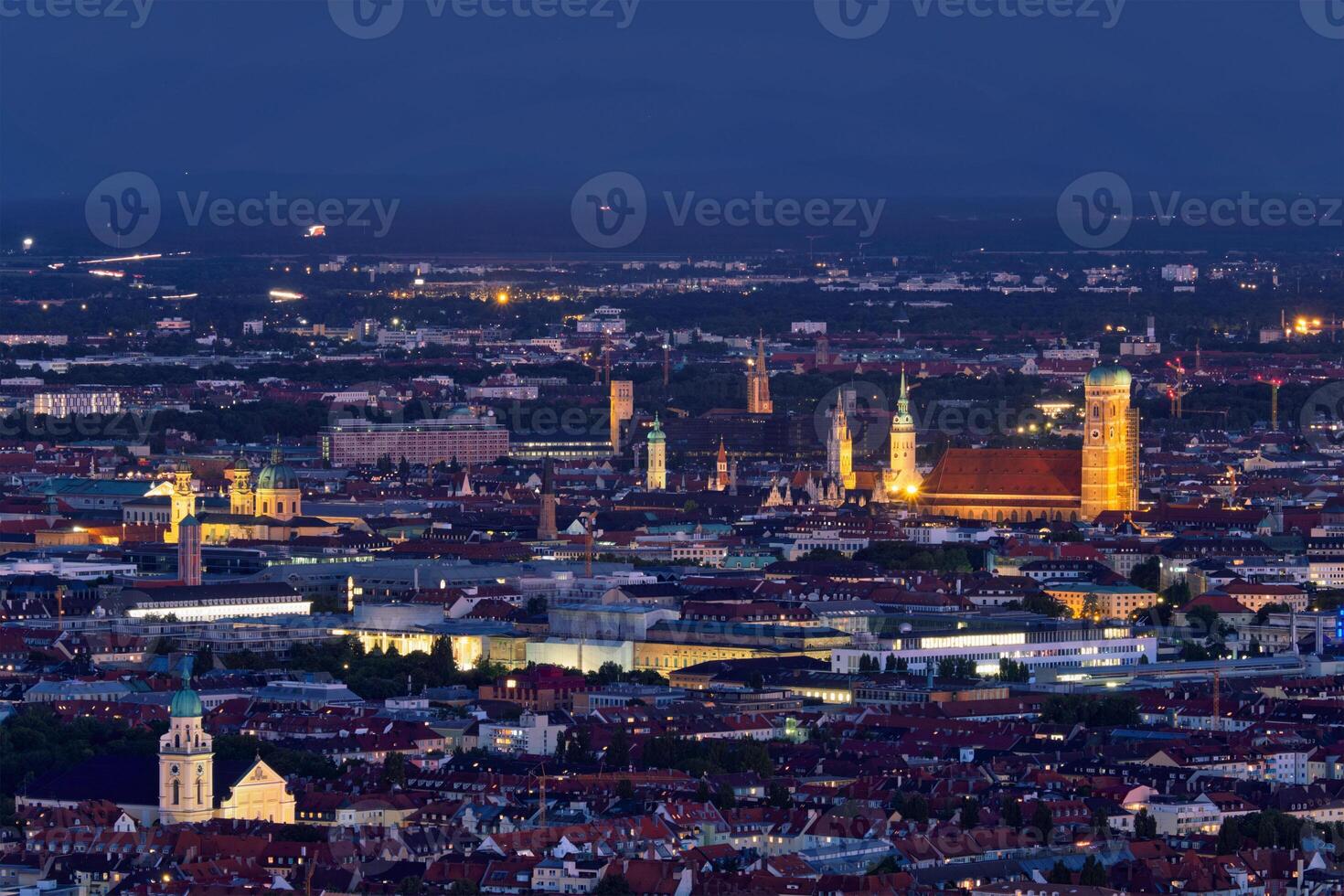 Night aerial view of Munich, Germany photo