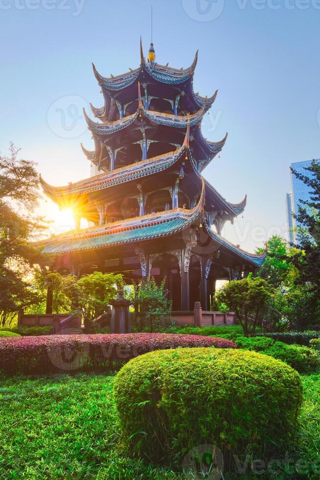 Wangjiang Pavilion in Wangjianglou park. Chengdu, Sichuan, China photo