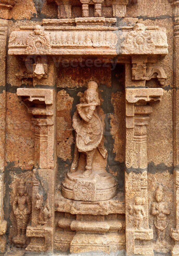 Bas reliefes in Hindu temple. Sri Ranganathaswamy Temple. Tiruch photo