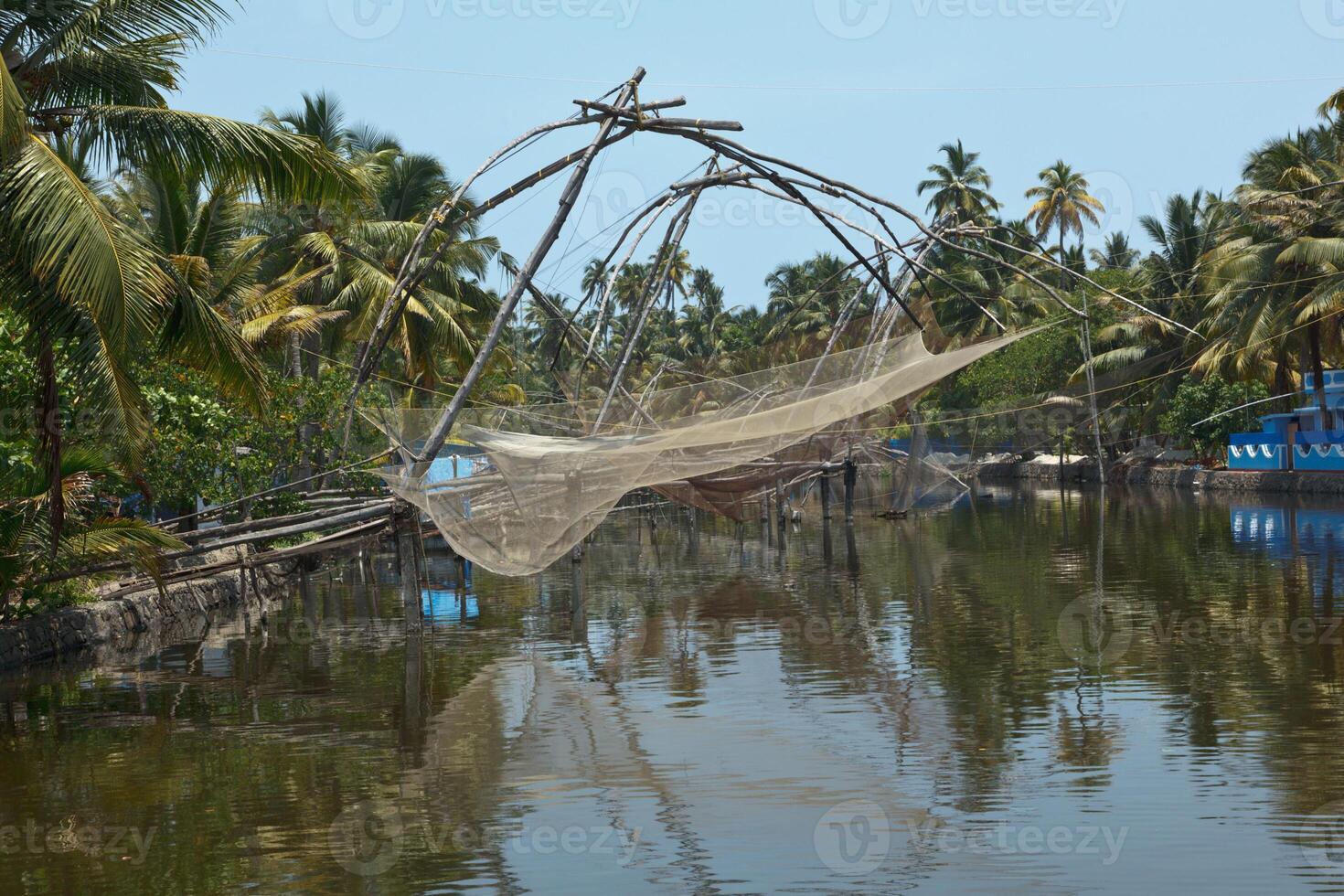 Chinese fishnets in Kerala, India photo