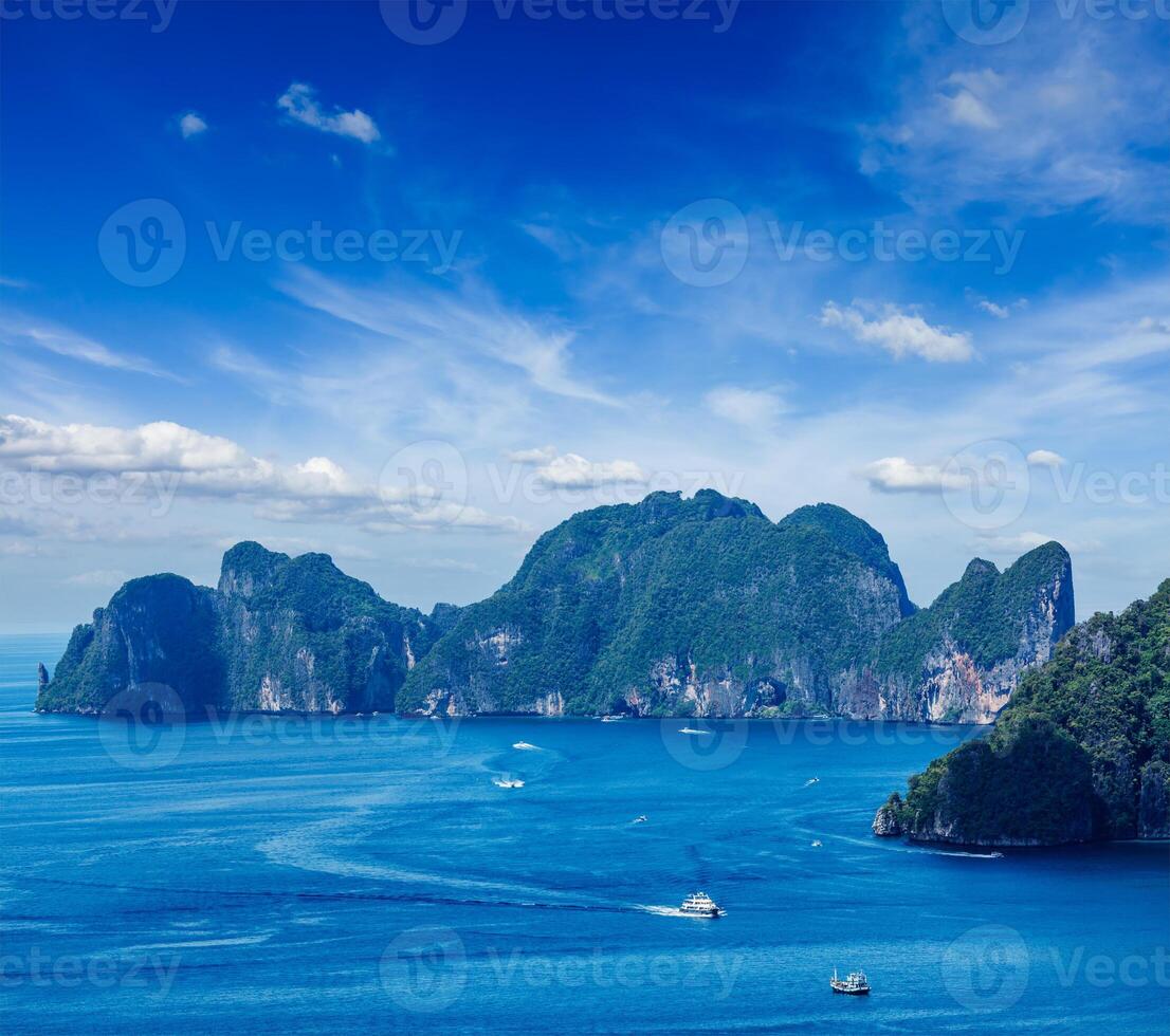 Aerial view of Phi Phi Leh island photo