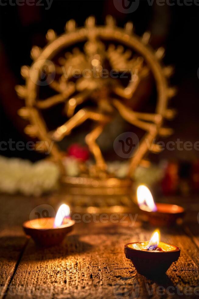 Diwali lights with Shiva Nataraja photo