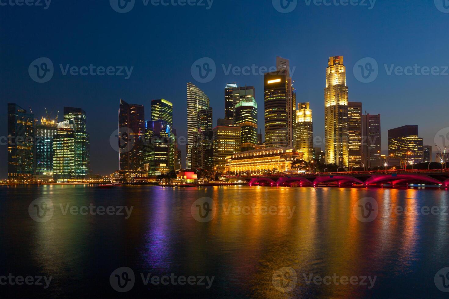 Singapore skyline in evening photo