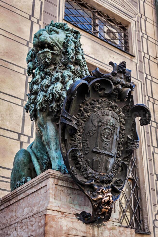 Bavarian lion statue at Munich Residenz palace photo