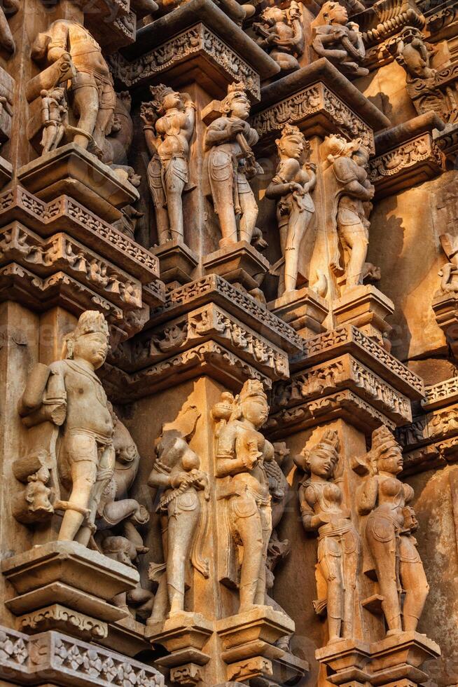 Famous sculptures of Khajuraho temples, India photo