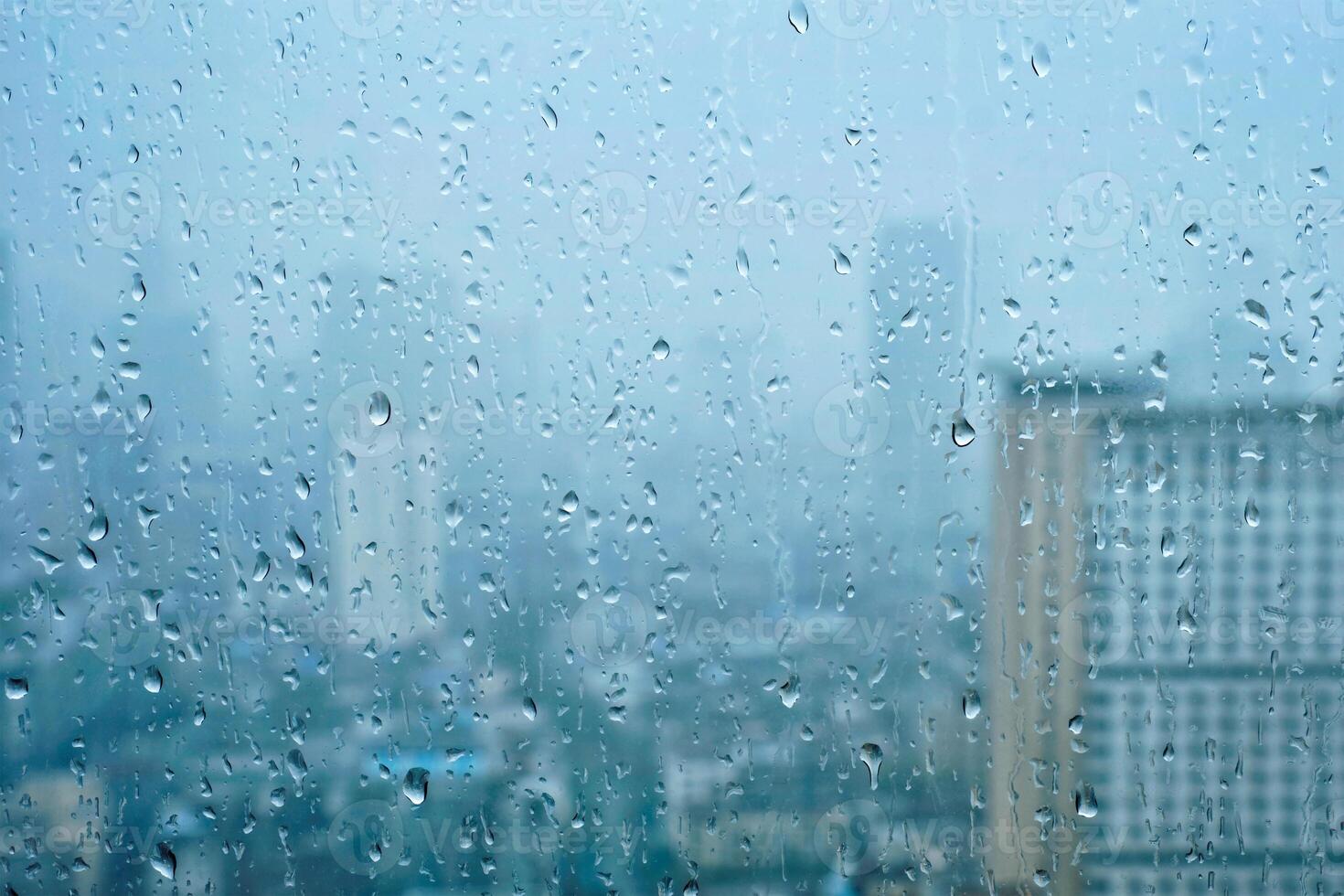 Rain drops on window photo