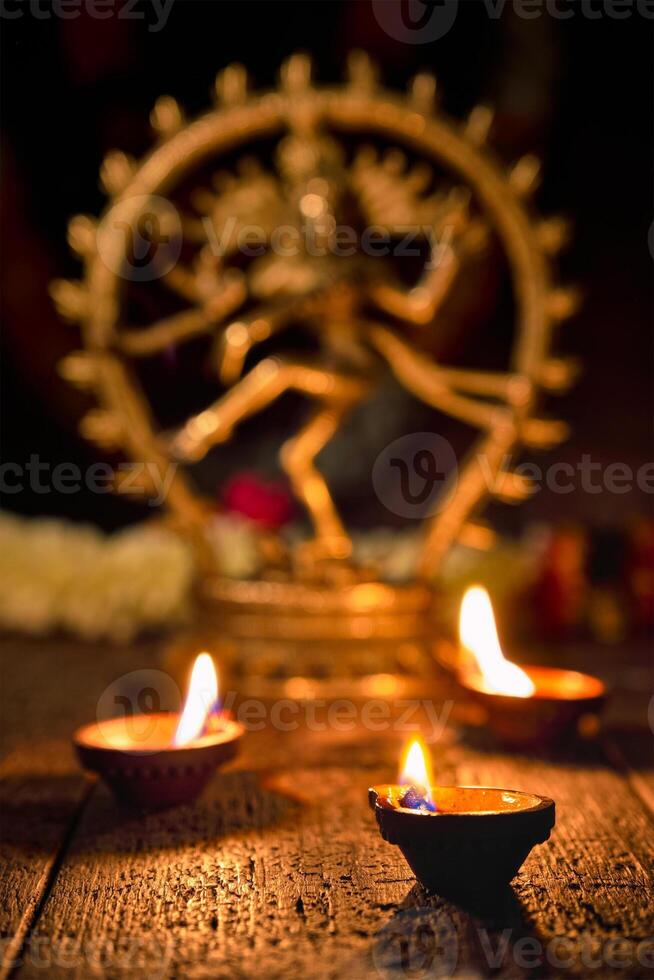 Diwali lights with Shiva Nataraja photo