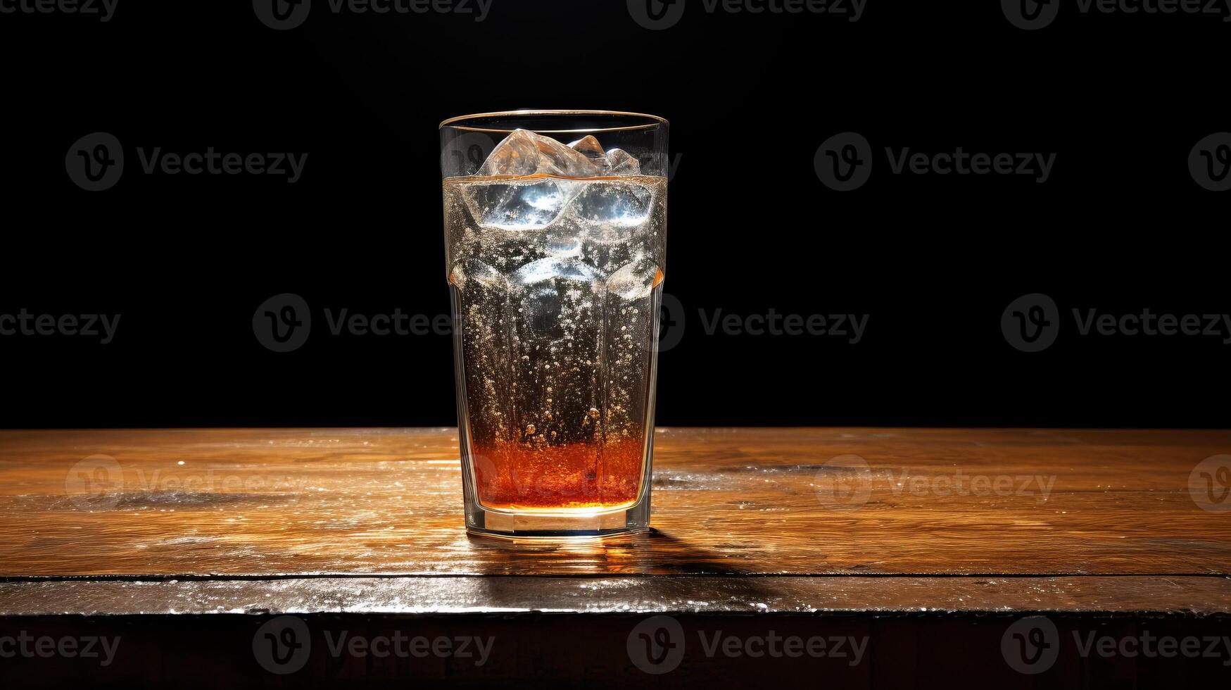 AI generated Cold dark graphite beer on wooden table, refreshing beverage concept in rustic setting photo