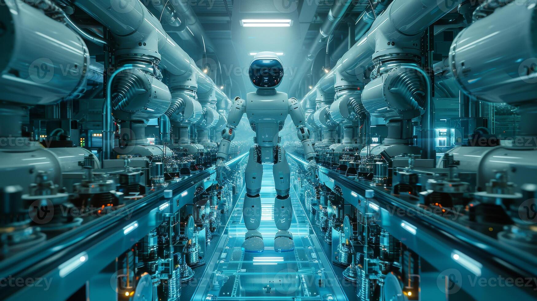 AI generated A humanoid robot in a working atmosphere photo