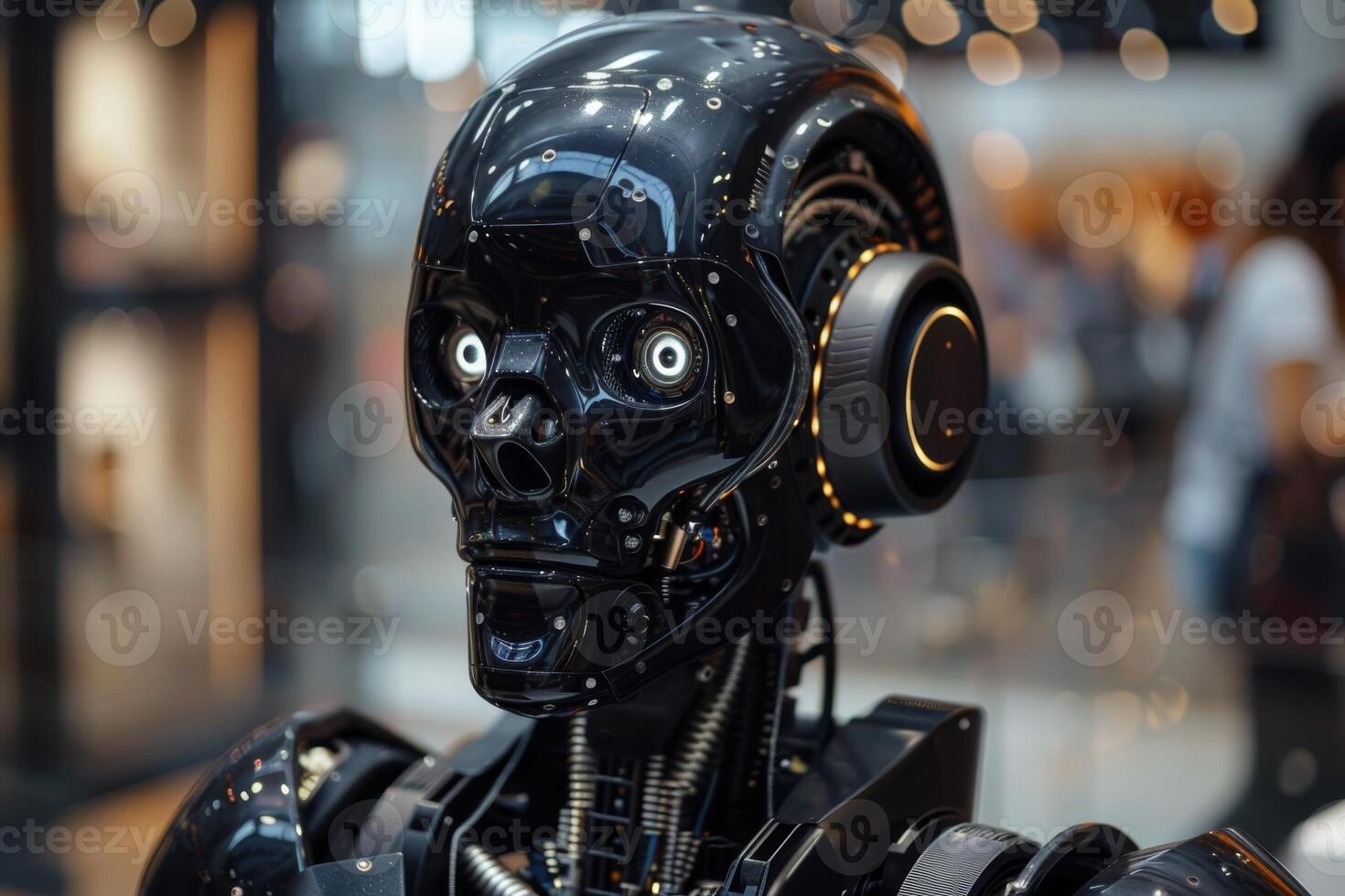 AI generated A humanoid robot in a working atmosphere photo