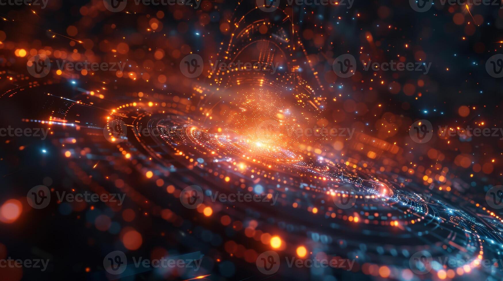 AI generated Neural cells with luminous communication nodes in an abstract dark space, 3D illustration photo