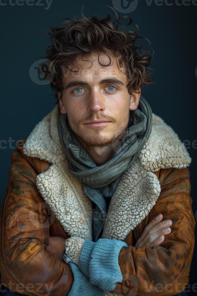 AI generated Portrait of a young man in close-up photo