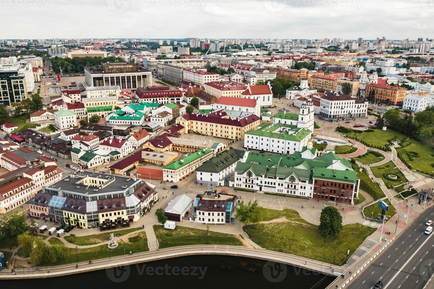 Panoramic view of the historical center of Minsk.Old town in the center of Minsk.Belarus photo
