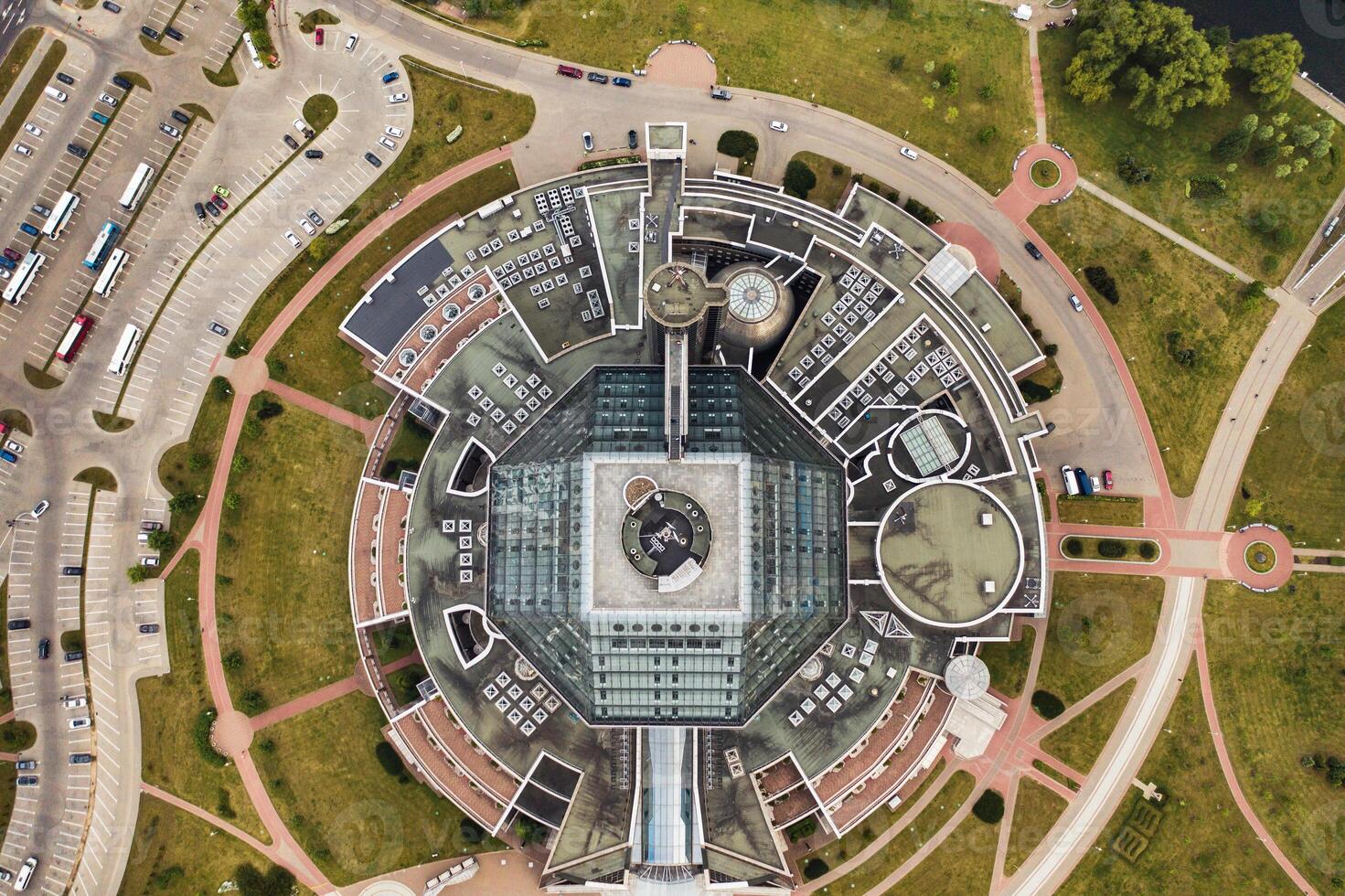 Top view of the National library in Minsk-the capital of the Republic of Belarus, a public building photo