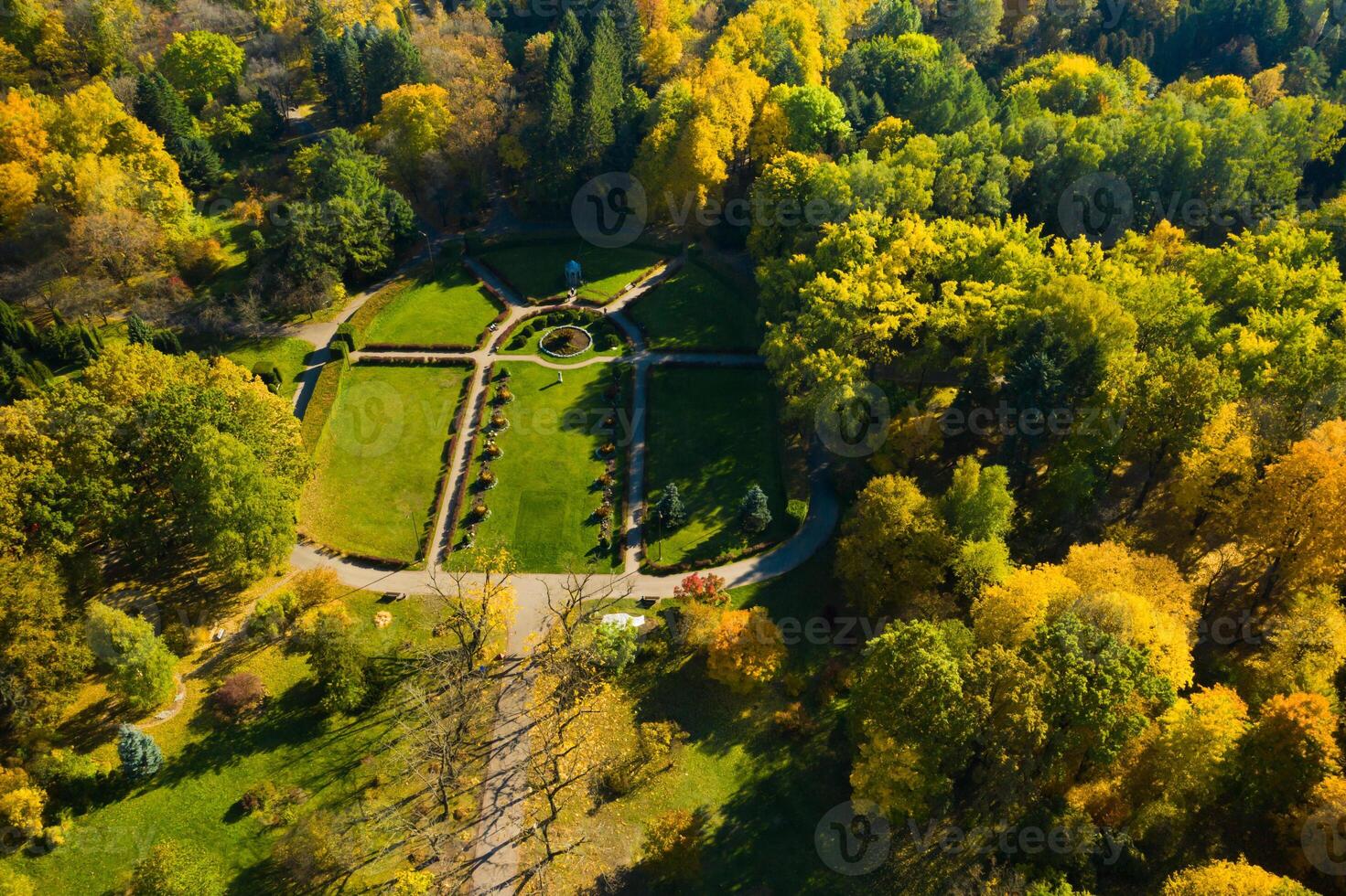 Top view of the autumn Minsk Botanical Garden. Belarus photo