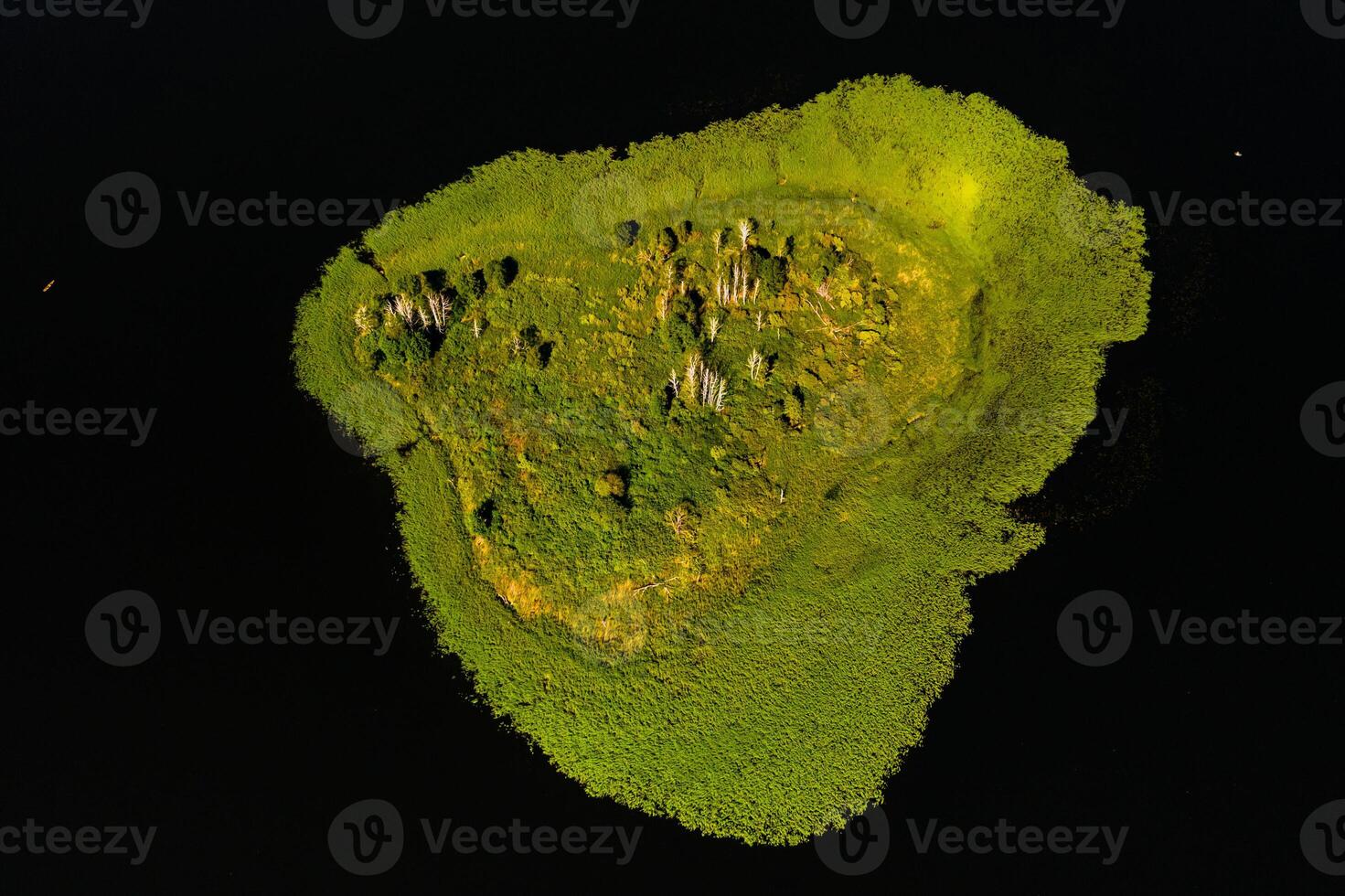Top view of lake Drivyaty in the Braslav lakes National Park, the most beautiful lakes in Belarus.An island in the lake.Belarus. photo