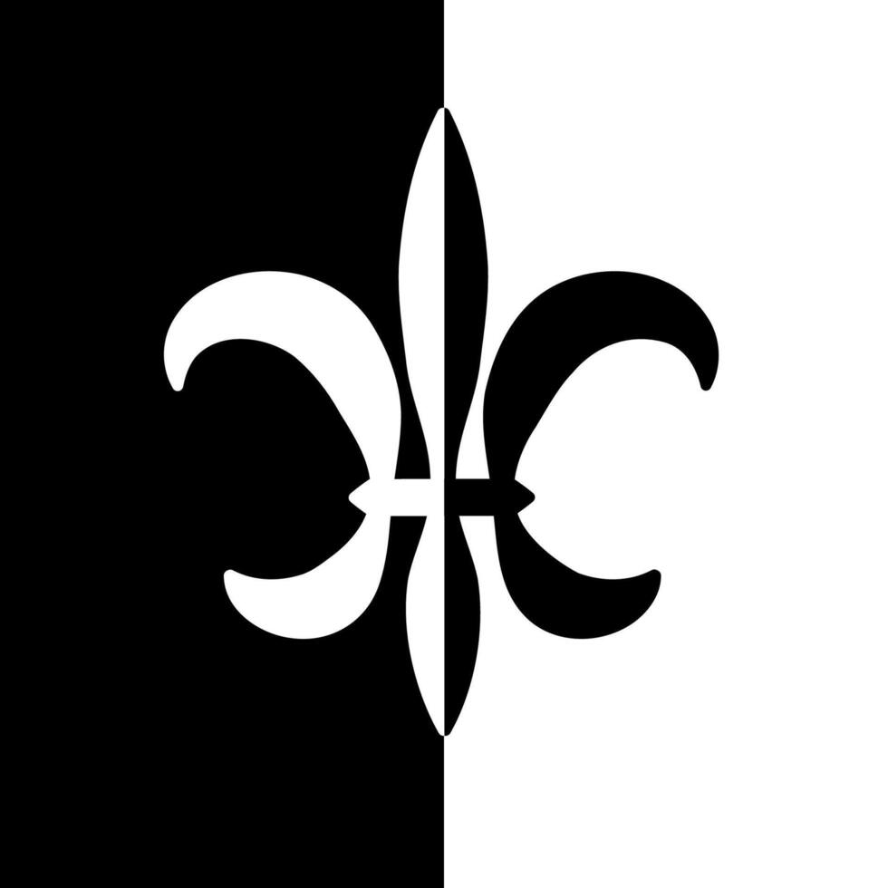 resumen fleur Delaware lis icono. negro y blanco ilustración. vector