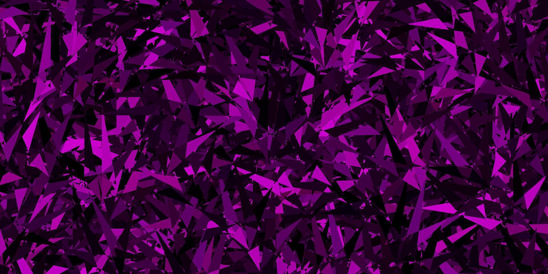 Telón de fondo de vector púrpura oscuro con líneas, triángulos.