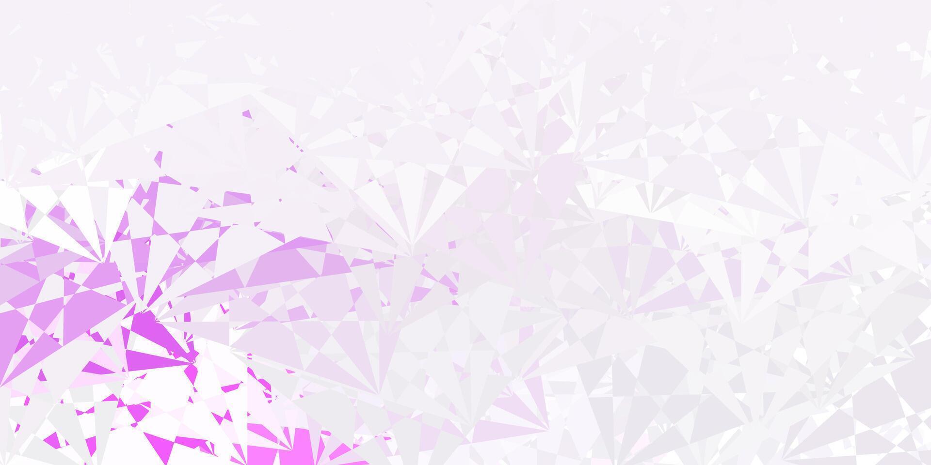 Telón de fondo de vector púrpura claro con triángulos, líneas.