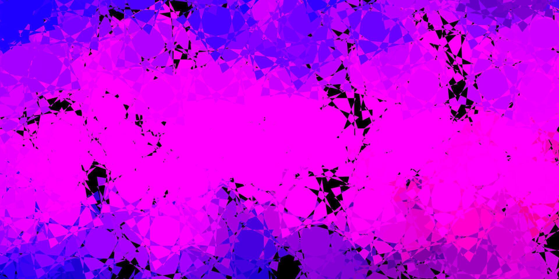 Telón de fondo de vector púrpura, rosa oscuro con triángulos, líneas.