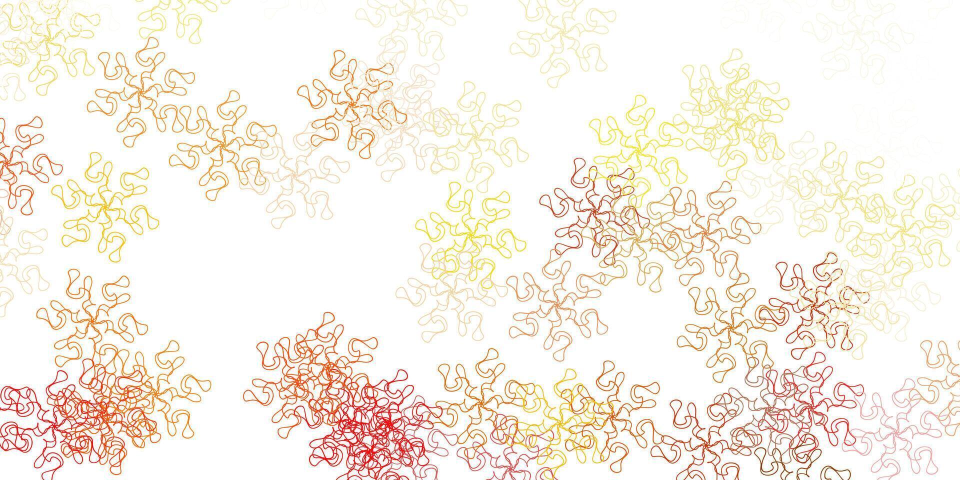 Light red, yellow vector doodle background with flowers.