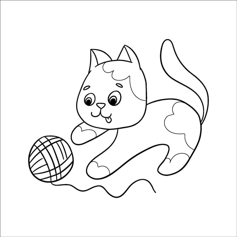 Kids Coloring Pages, Cute Cat Coloring Pages, Cat Character Vector Illustration