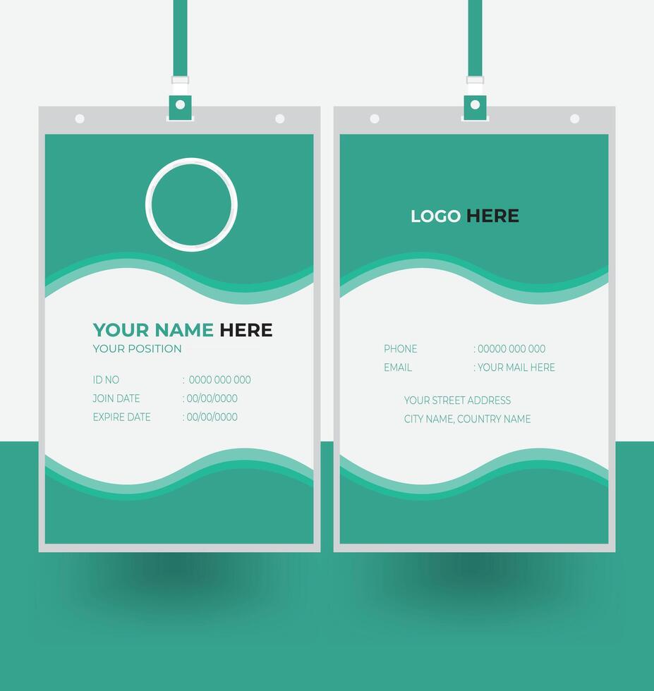 Simple and Clean Green ID Card Design Template vector