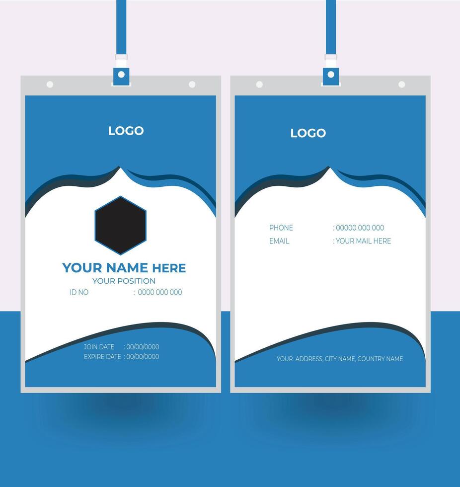 Corporate ID Card Template with Blue Details vector