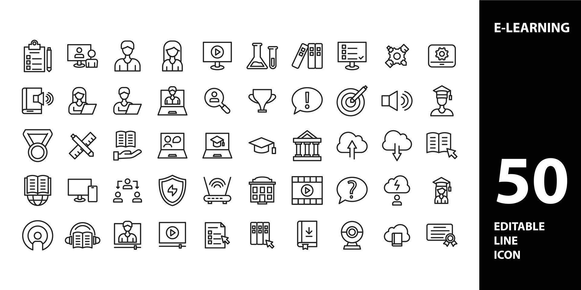 e-learning íconos colocar. colección de sencillo editable íconos para web diseño, aplicación, y más. vector