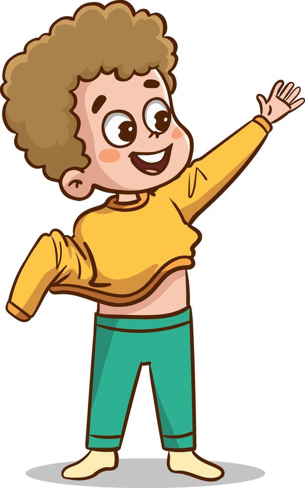 vector illustrations of children wearing clothes .children changing dresses and trousers.