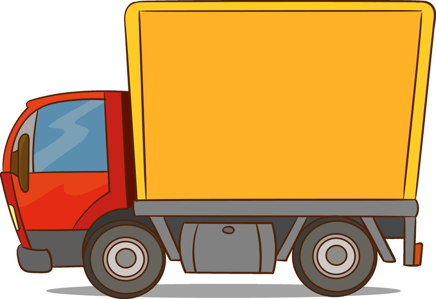 Cartoon fast delivery truck icon isolated on white background. Vector illustration. Flat design.