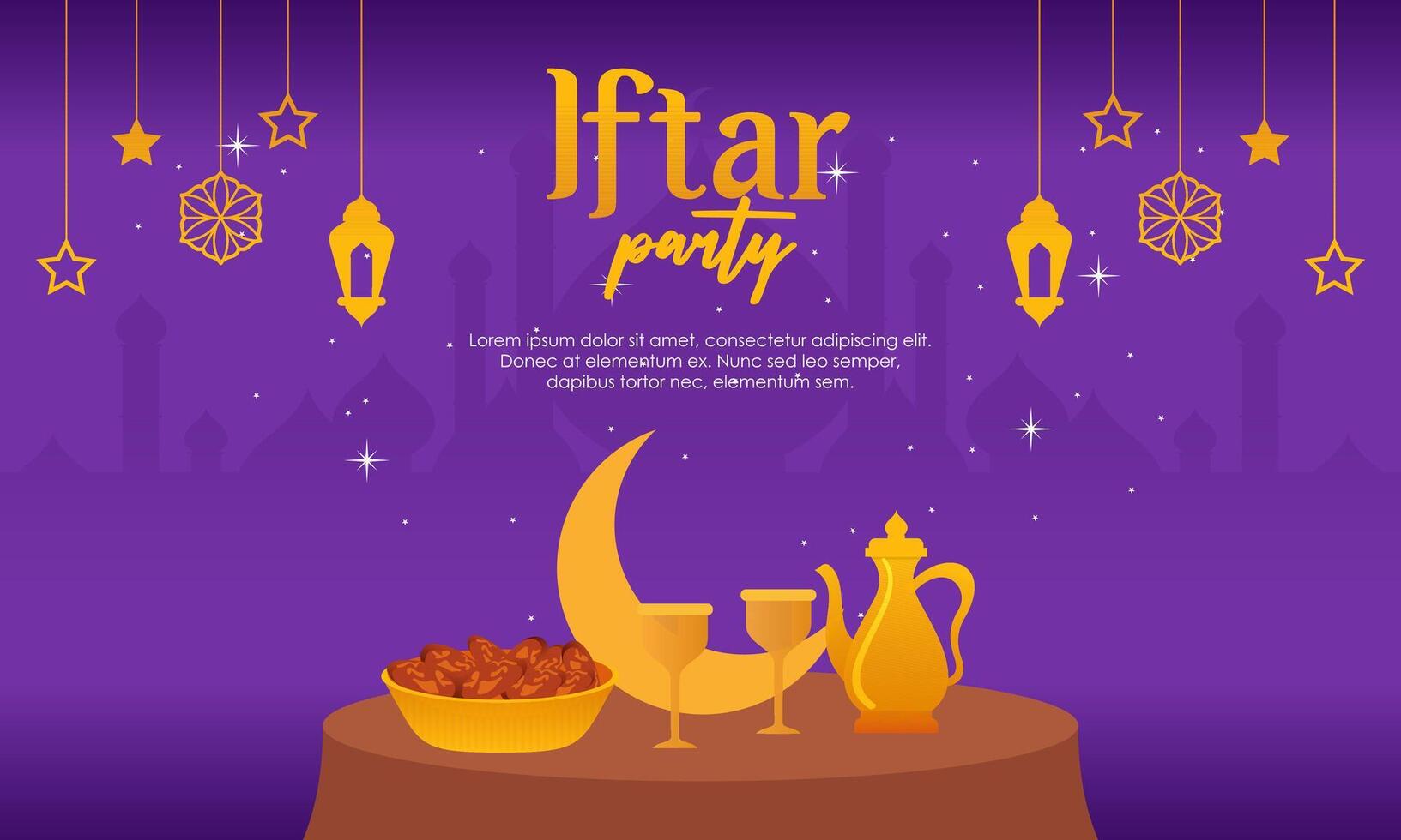 Iftar party celebration concept flyer vector illustration