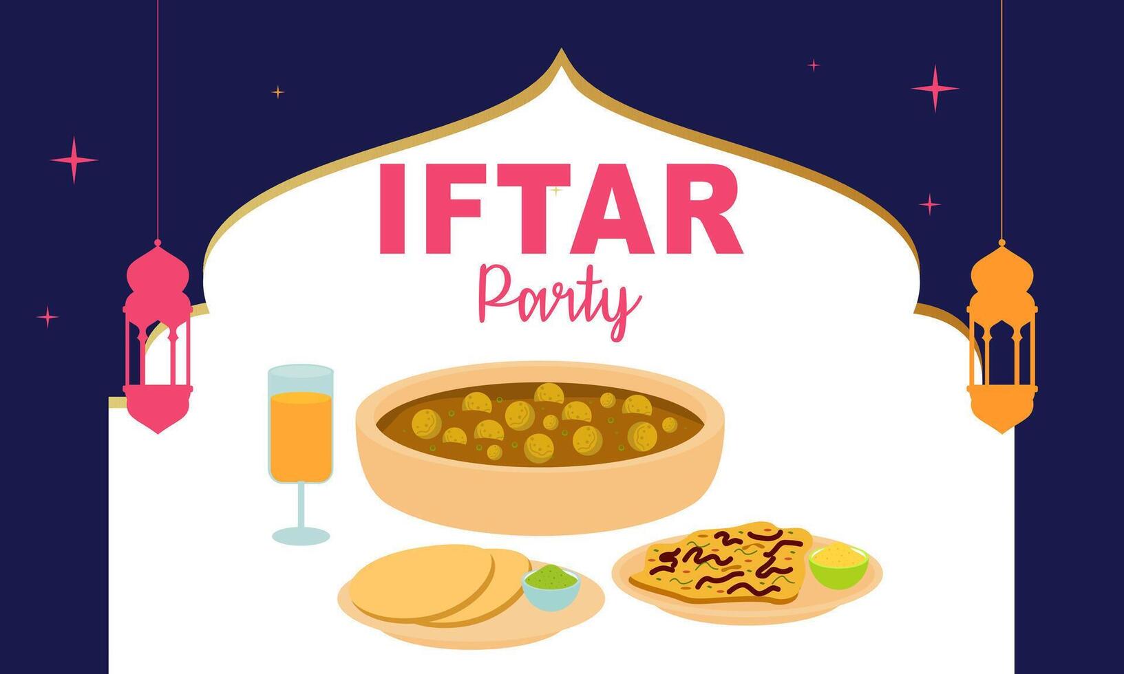 Iftar party celebration concept flyer vector illustration