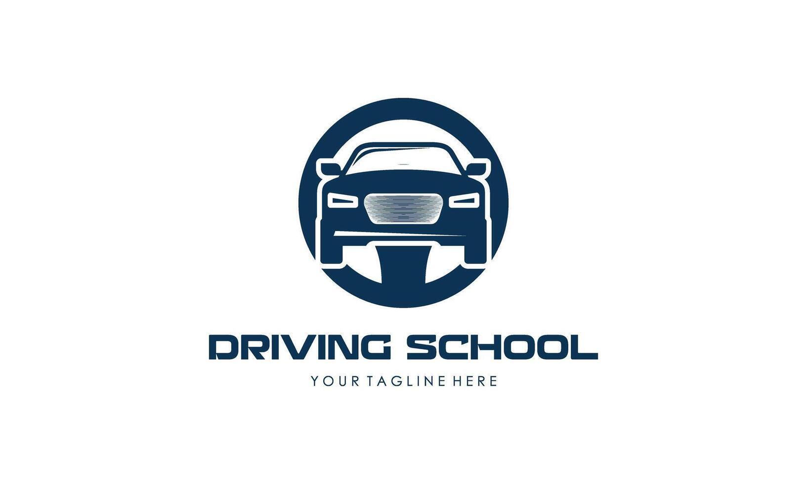 Driving school logo template. Steering wheel logo vector