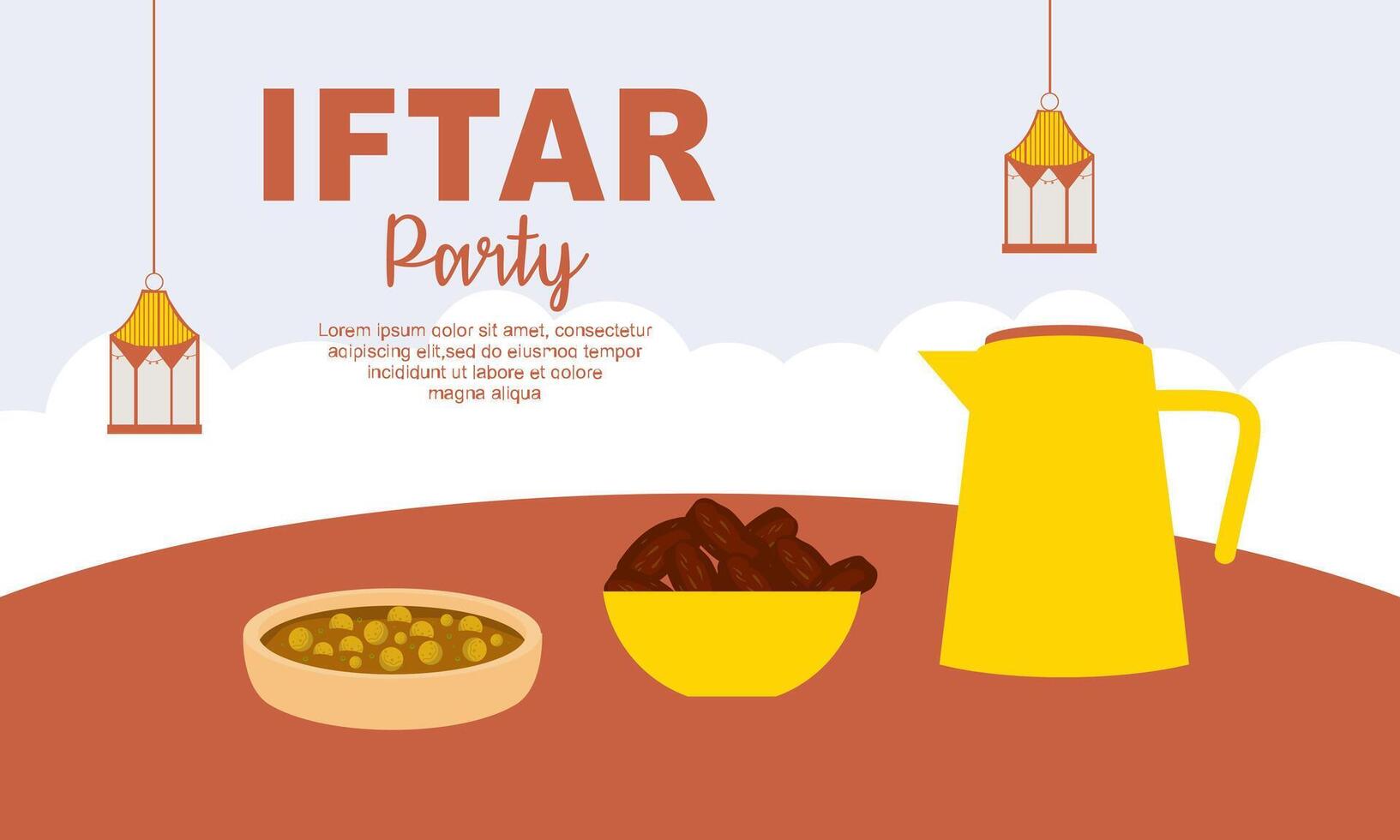 Iftar party celebration concept flyer vector illustration