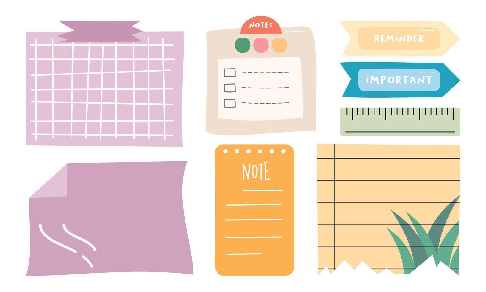 Cute hand drawn planner, journal, notepad, paper vector illustration