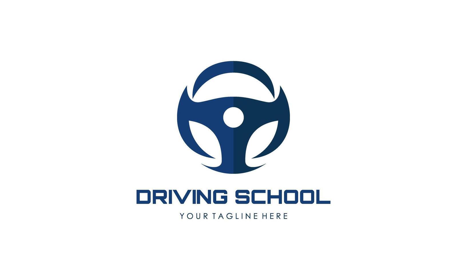 Driving school logo template. Steering wheel logo vector