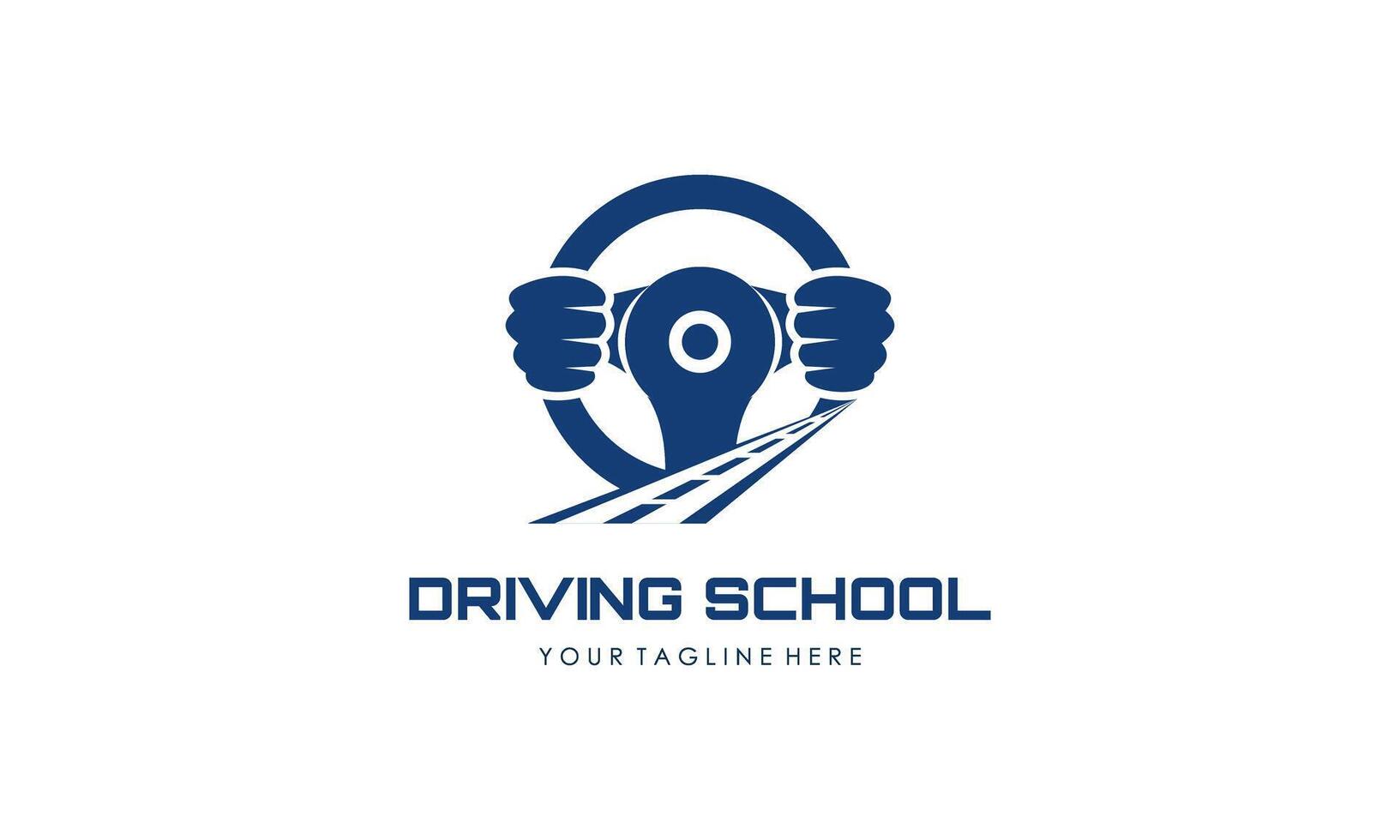 Driving school logo template. Steering wheel logo vector